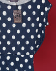 NAVY POLKA SLOUCH TOP