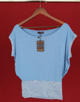 BLUE POLKA SLOUCH TOP